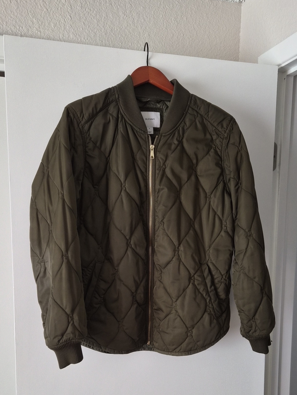 Old Navy Olive Green Quilted Bomber Jacket